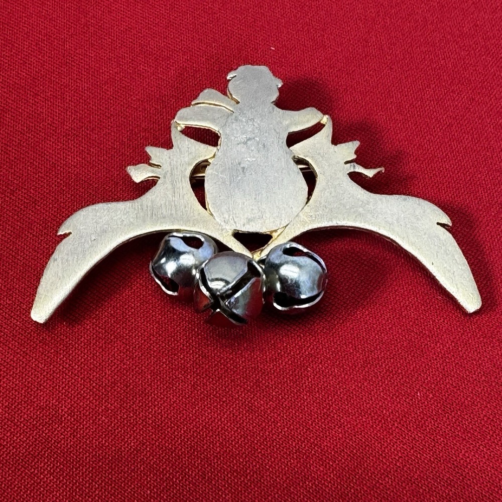 Vintage Gold Time Ultra Craft Snowman Deer Brooch
